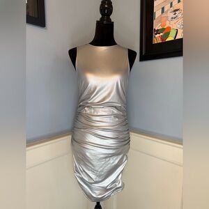 Silver Ruched Tank Style Dress Sz S
